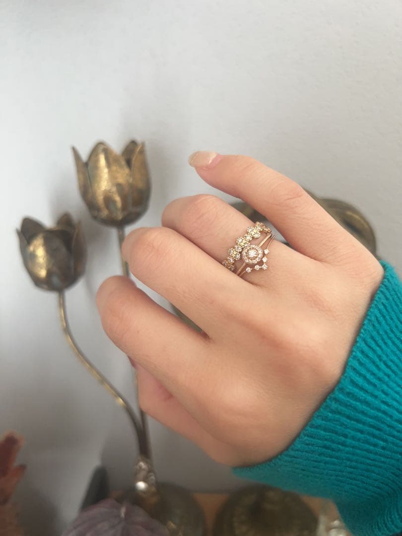 K10YG ダイヤモンドリング　2本SET