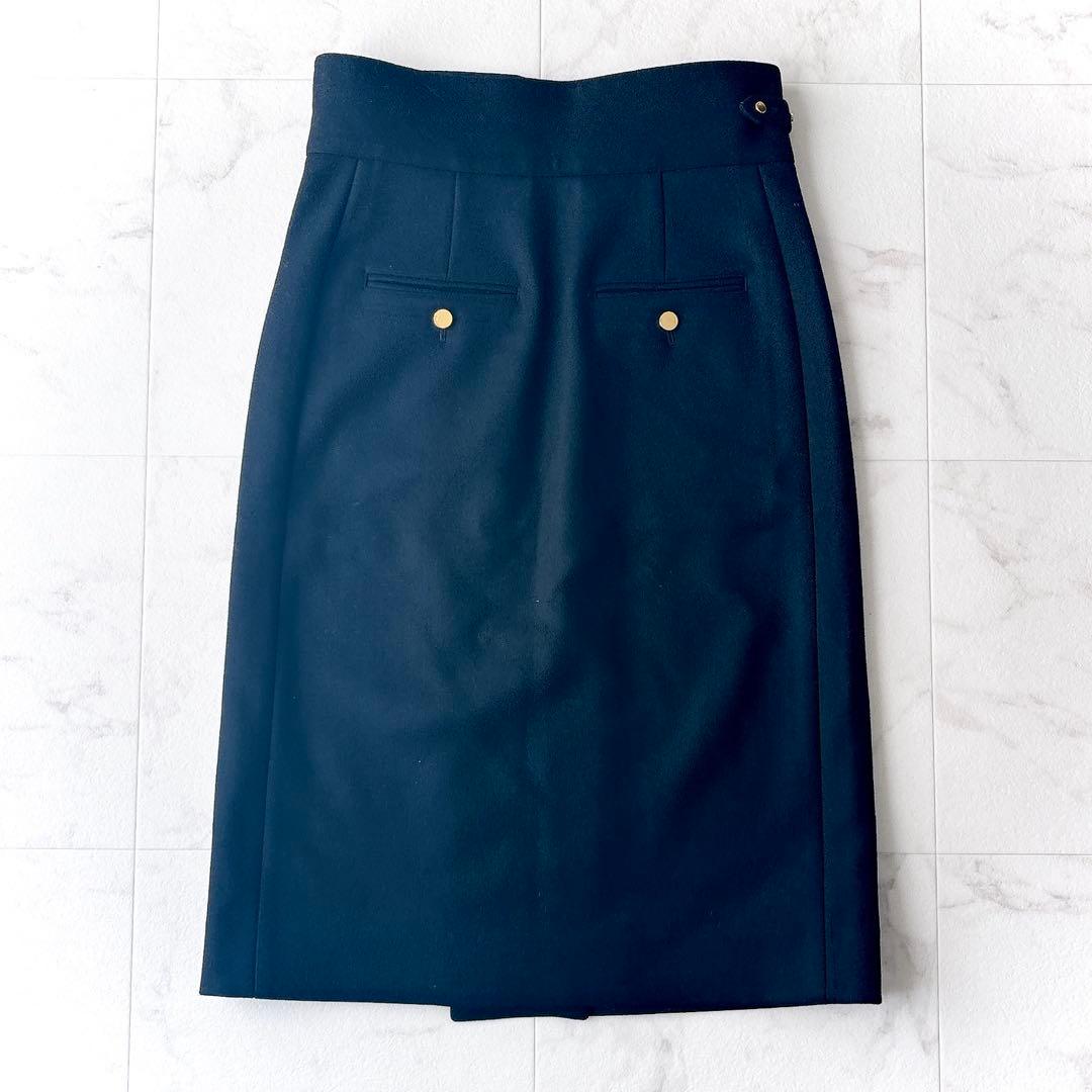 美品 ザリラクス グルカラップスカート 38 M ウール100% 金ボタン