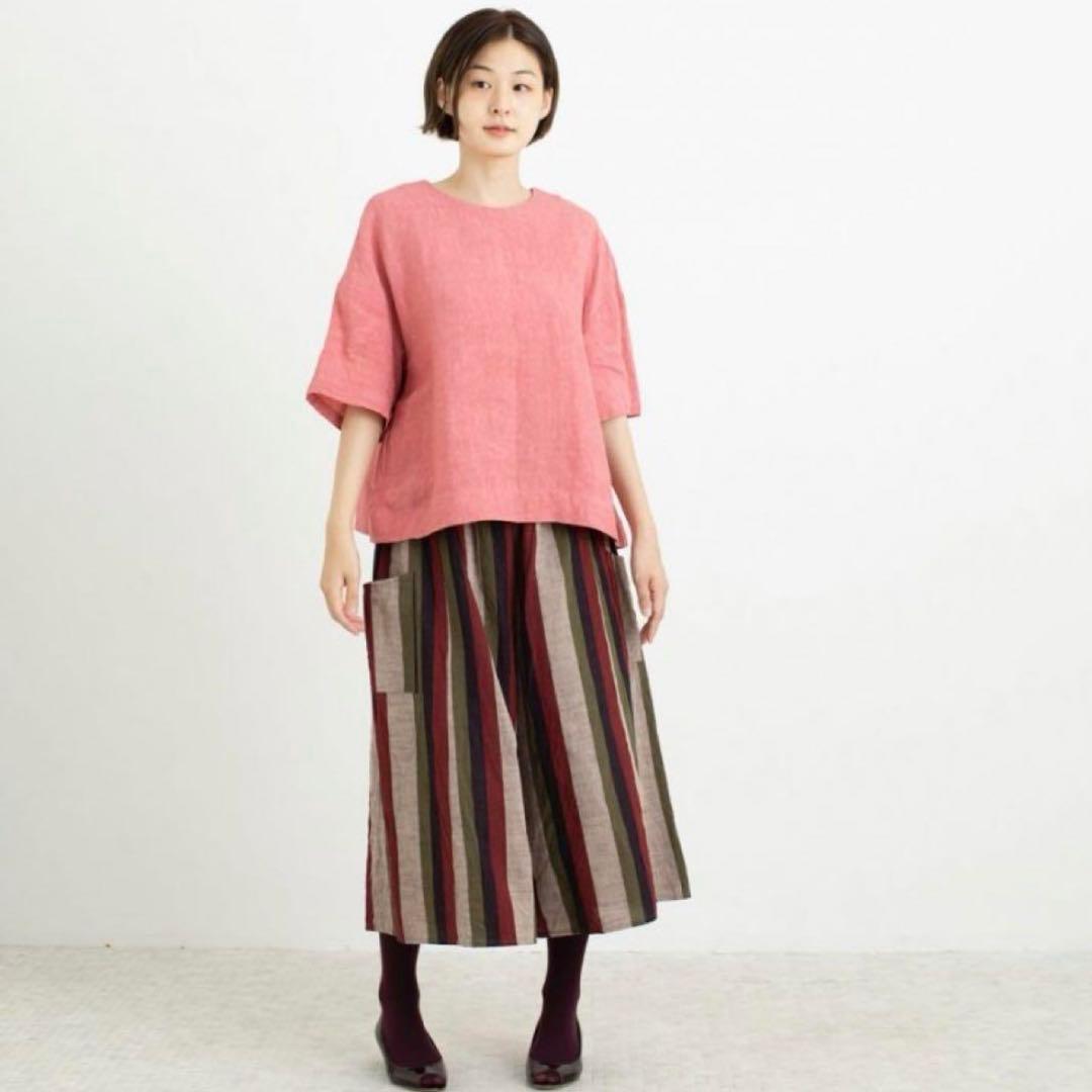 新品☆ヤンマ産業 yamma☆会津木綿 キュロット ロング+5cm丈 さかえ縞