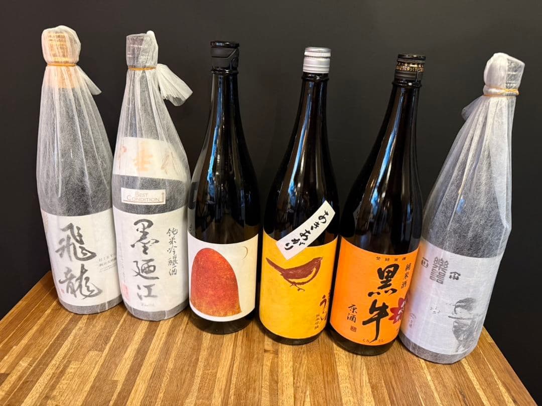 日本酒６本セット　 飛龍、墨江、山間、庭のうぐいす、黒牛、楽器正宗