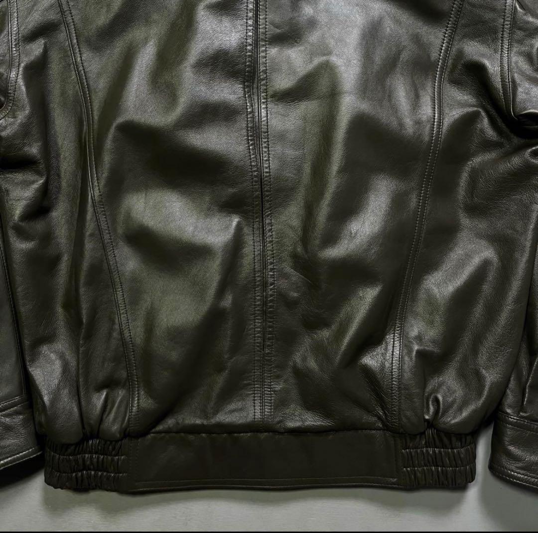 美品✨　レザーボンバージャケット　ラムレザー　オールレザー　ショート丈　XL