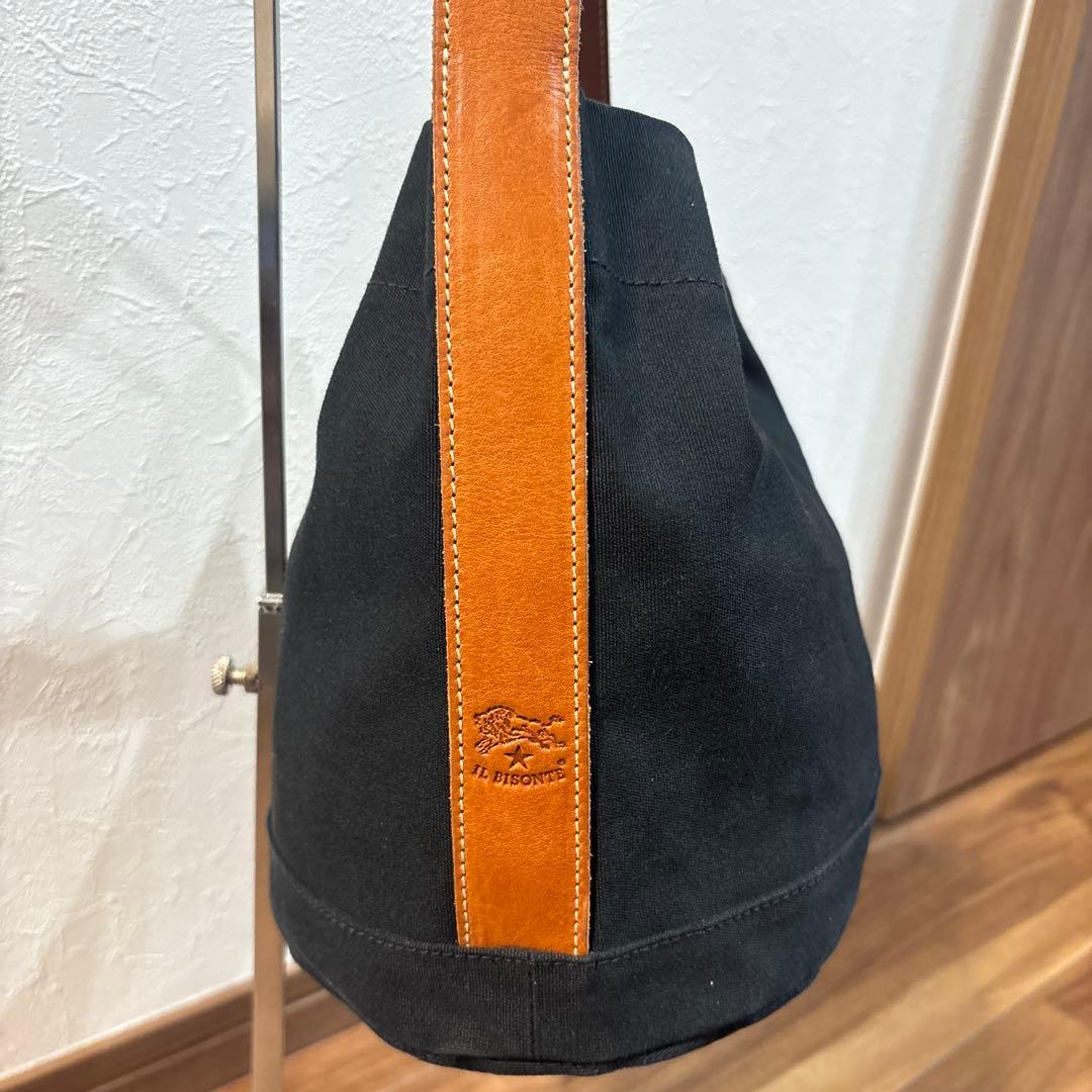 【美品】IL BISONTE イルビゾンテ キャンパス×レザー ハンドバッグ