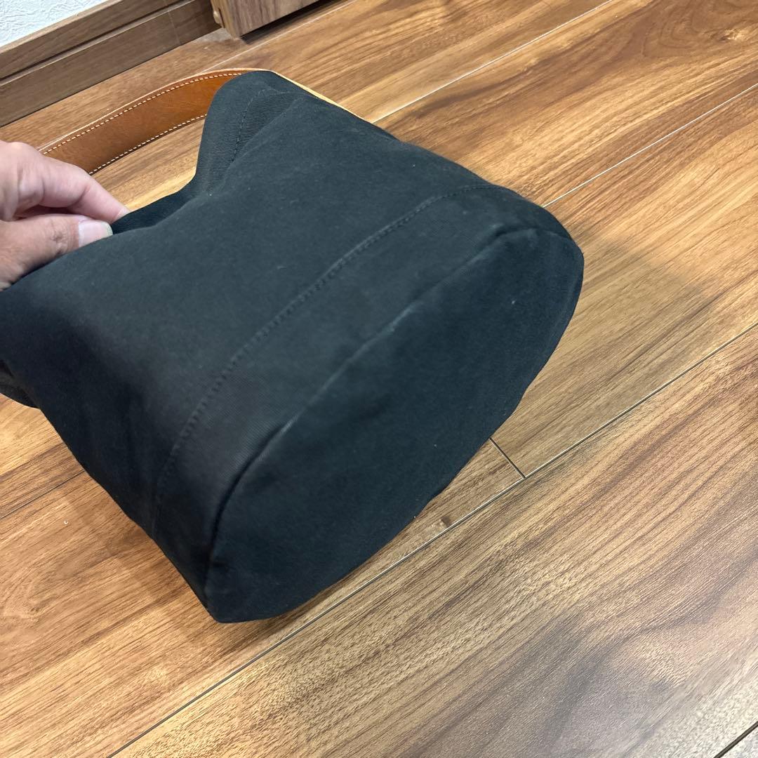 【美品】IL BISONTE イルビゾンテ キャンパス×レザー ハンドバッグ