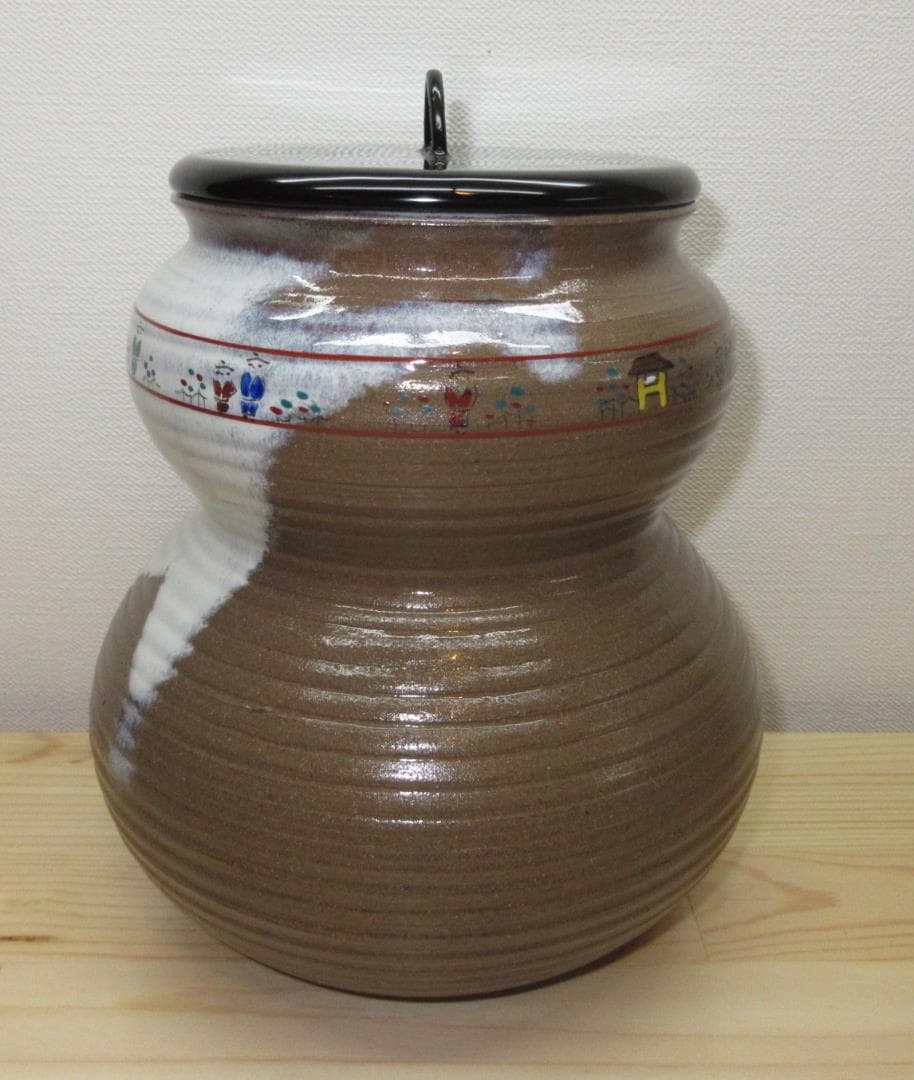 送料込【逢絢亭】茶道具 水指 赤膚焼 瓢形 奈良絵水指 大塩昭山 共箱入り
