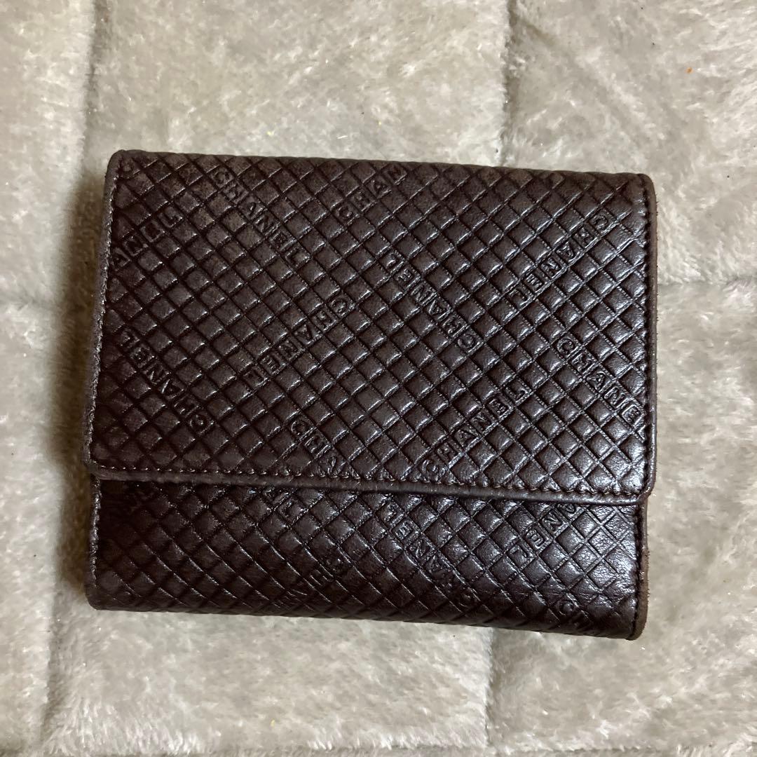 CHANEL 二つ折り財布 ブラウン キルティング