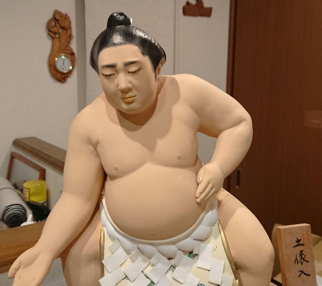 稀少 作家名有 博多人形 土俵入り 陶器製 横綱 フィギュア 約30cm