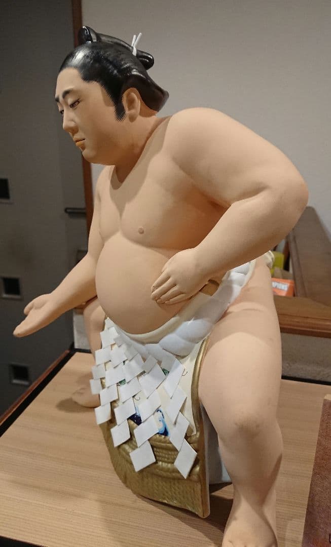 稀少 作家名有 博多人形 土俵入り 陶器製 横綱 フィギュア 約30cm