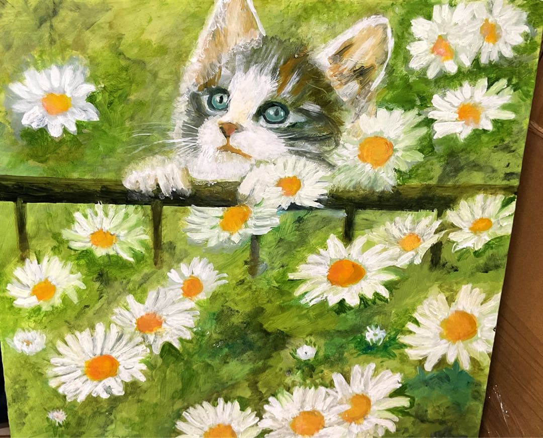 油彩画　「　お花畑でかくれんぼ 　」　原画　F10号