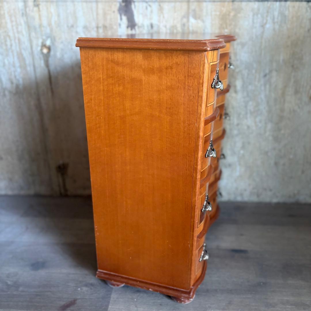 イタリア　MOR-RENS社　象嵌チェスト　4段　ミドルチェスト　マホガニー　②