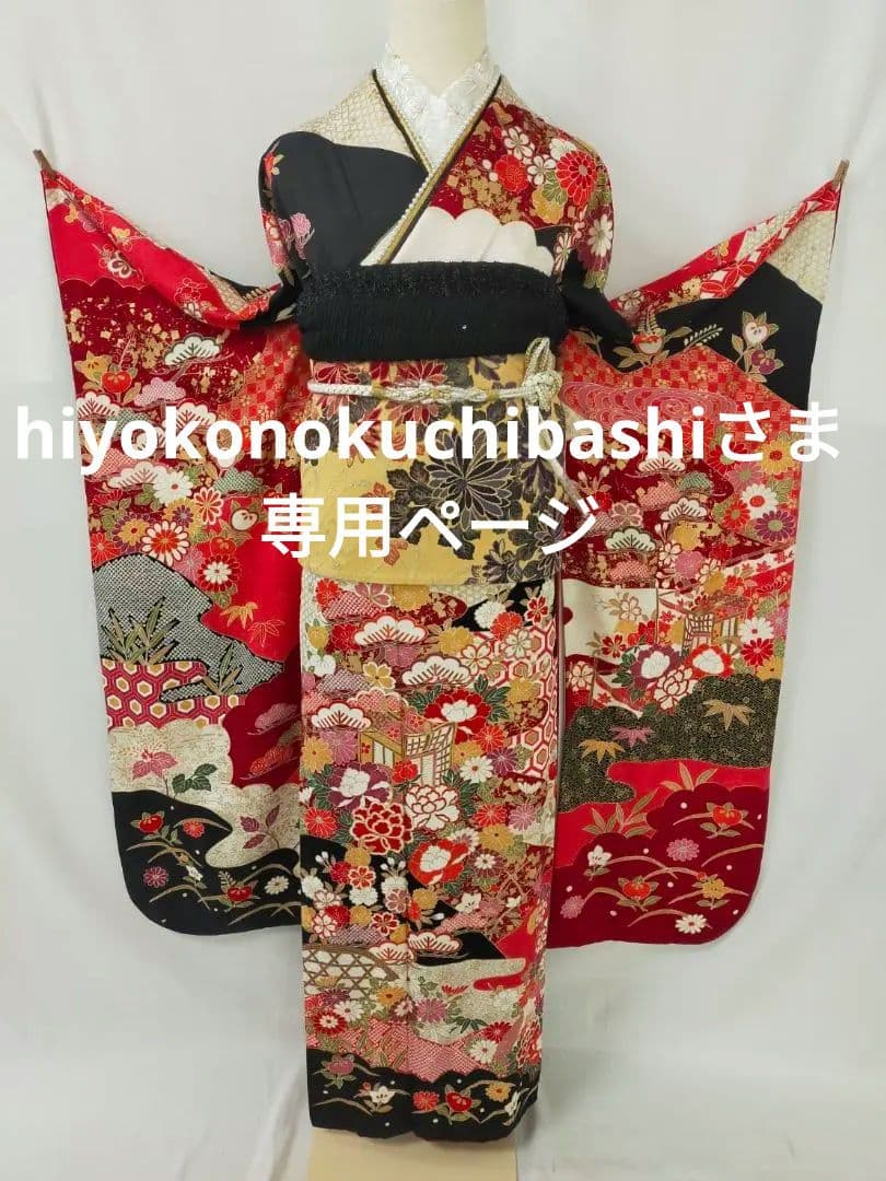売約済み【WA-Modern】★★正絹　振袖3点セット(振袖袋帯長襦袢)★★