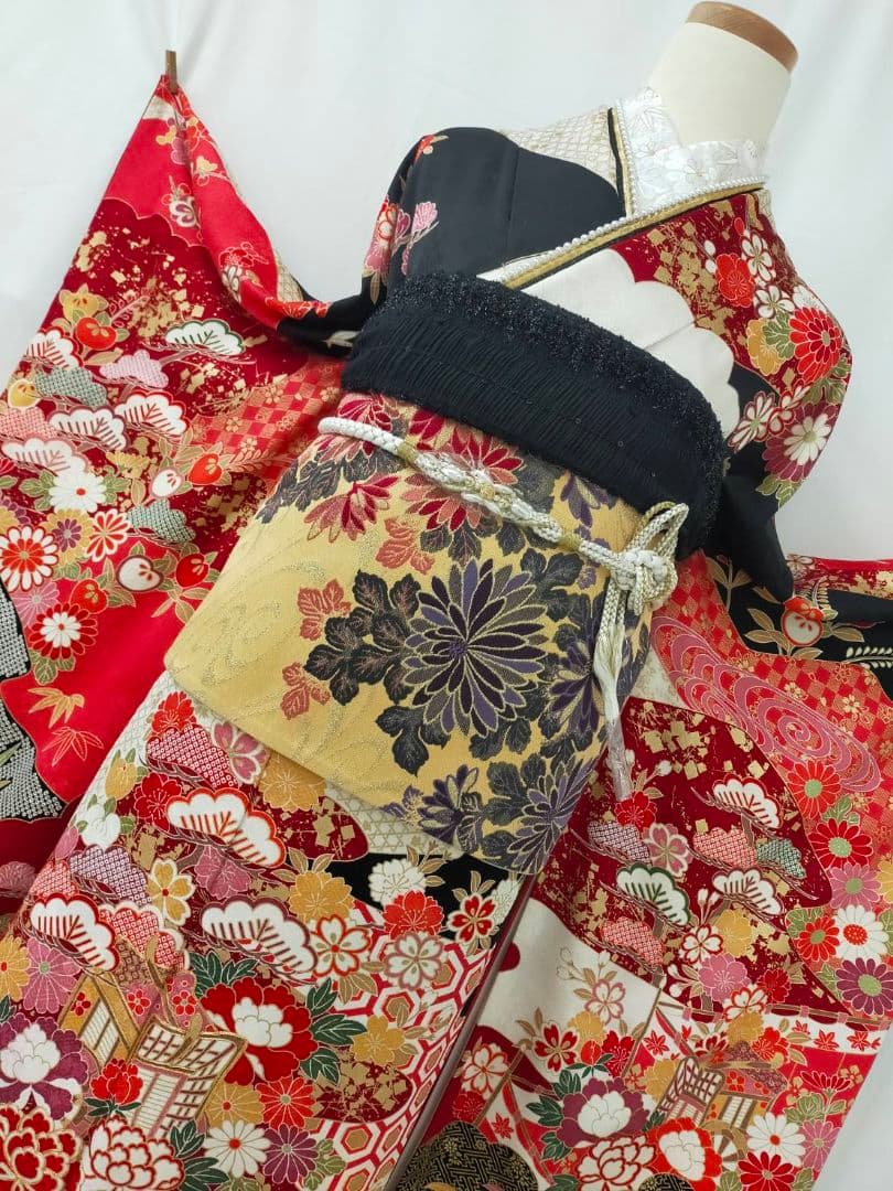 売約済み【WA-Modern】★★正絹　振袖3点セット(振袖袋帯長襦袢)★★