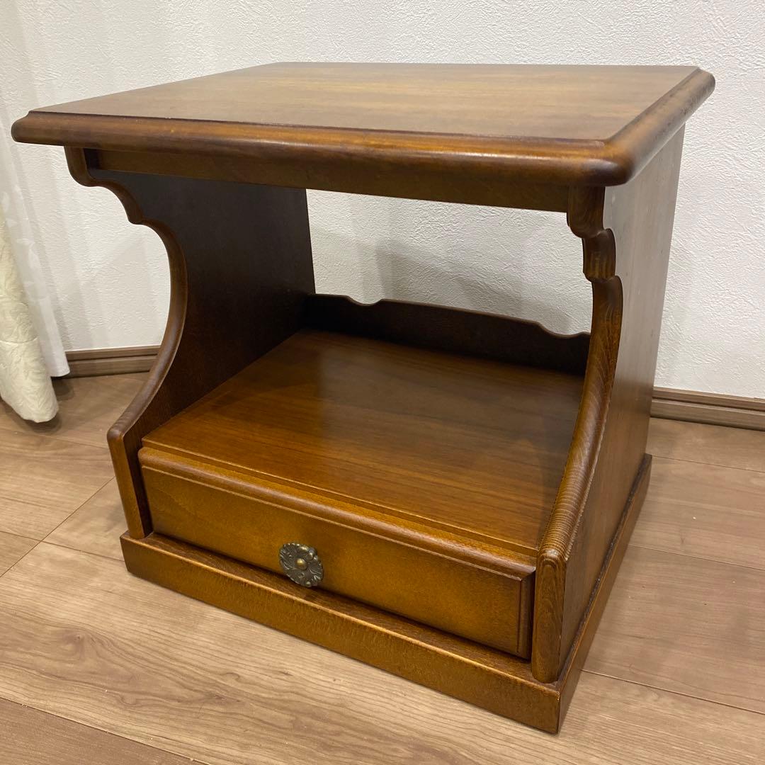 カリモク サイドテーブル ナイトテーブル 電話台　回転