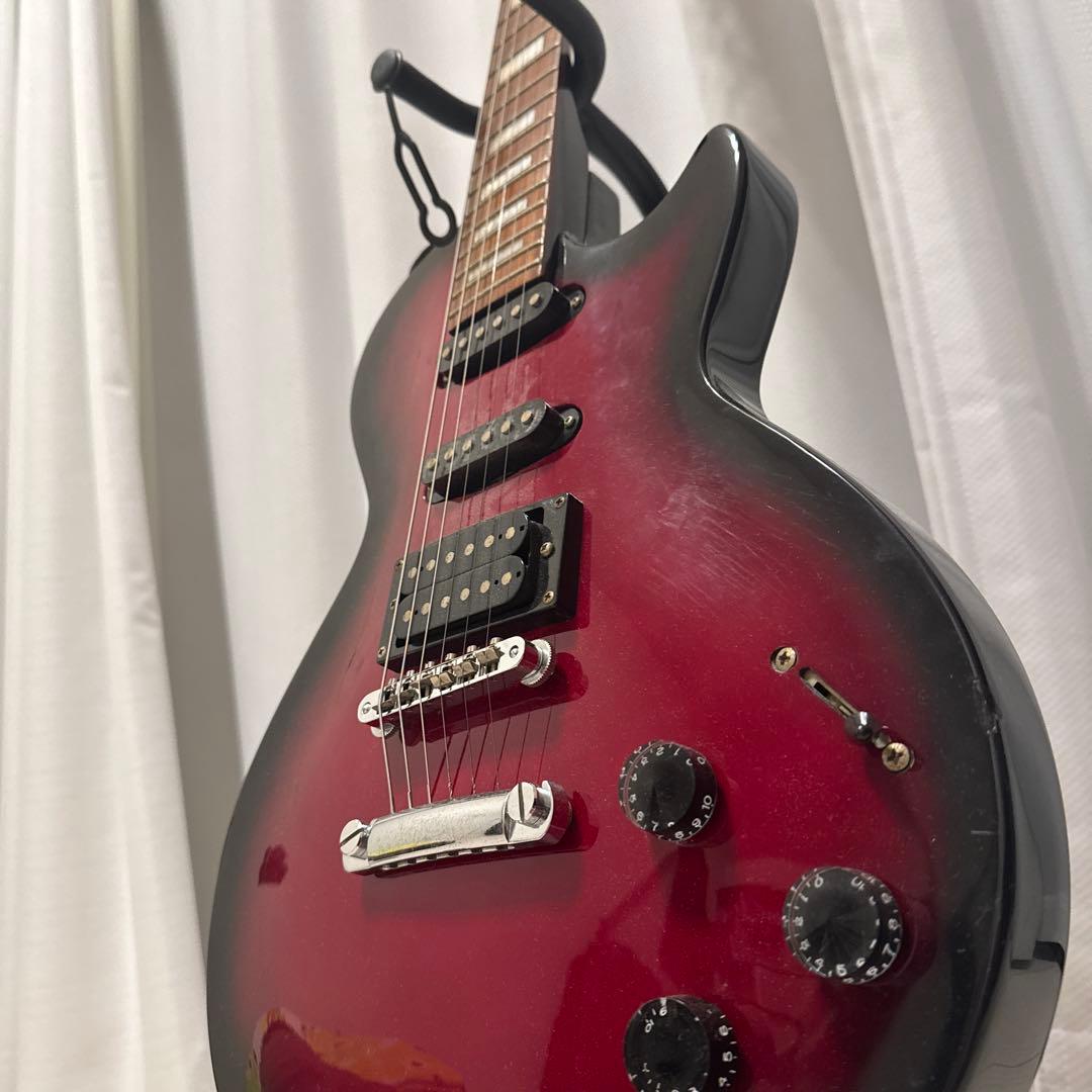 レッドエレキギター ハムバッカー搭載 22フレット
