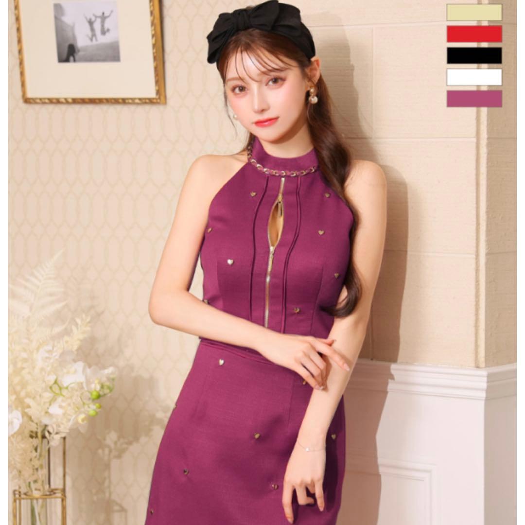 ローブドフルール ハートスタッズバストジップセットアップミニキャバドレス