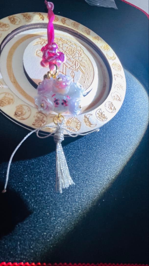 紫*音様 可愛い幸せストラップ⭐️銀糸 小鈴付き