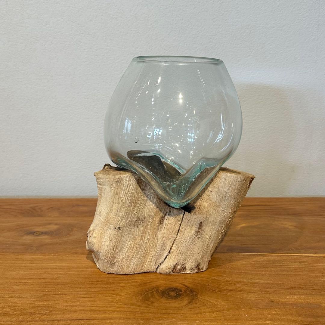バリ島流木ガラス　w18×d15×h22cm 水槽　アクアリウムメダカ水槽804