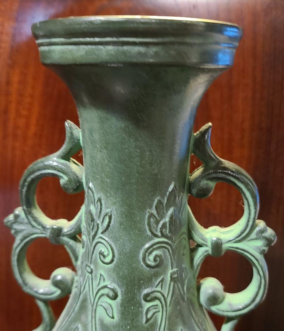 万葉花瓶　蔓草双耳　青銅製　富山県高岡産