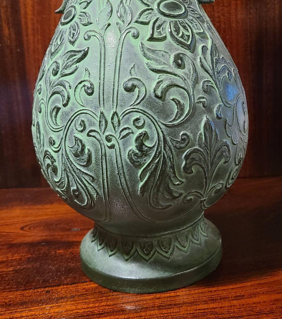 万葉花瓶　蔓草双耳　青銅製　富山県高岡産