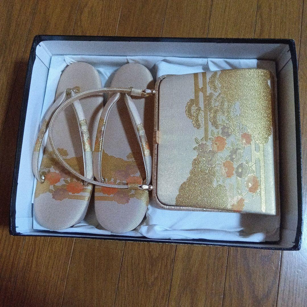 和装用バッグと草履LLサイズのセット ゴールド系