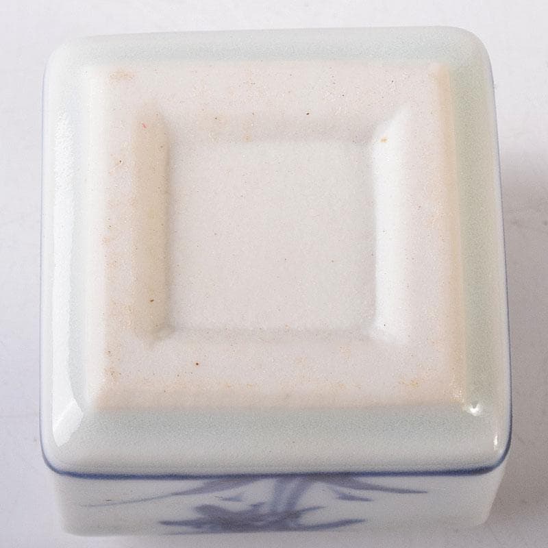 茶道具　京焼　平安　橋本龍岳造　染付　有馬筆　香合　共箱　V　7318