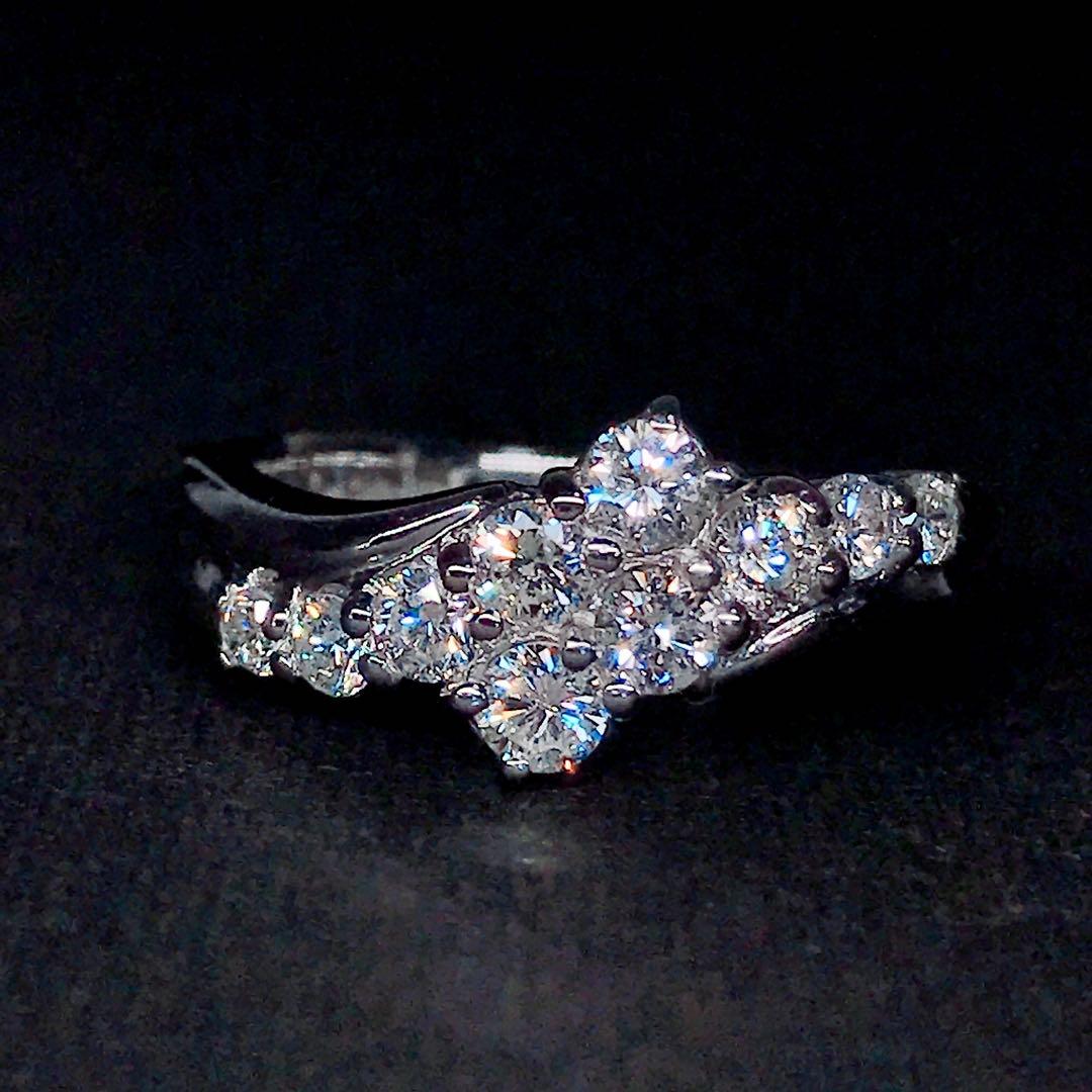 0.71ct セイコー ジュエリー ダイヤモンドリング PT900 ウェーブ