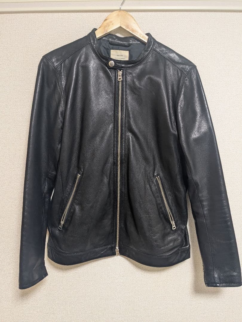 レザーシングルライダースジャケット ブラック L