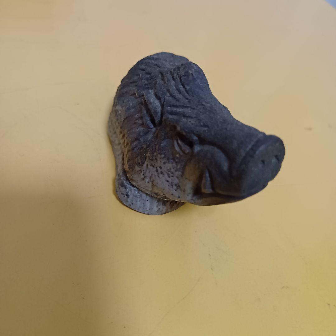 骨董品　香合　備前焼　イノシシ　置物　木箱付き　勝　茶道具　極美品‼️