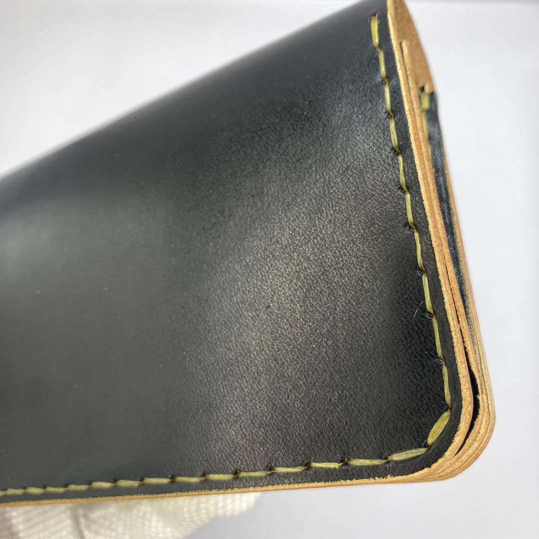 折らずお札収納 真鍮 丘染めブラックの無骨トラッカーウォレット