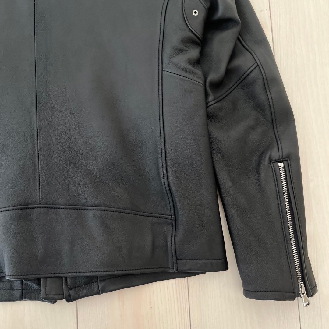 極美品 BEAUTY&YOUTH シングルレザー ライダース L ブラック