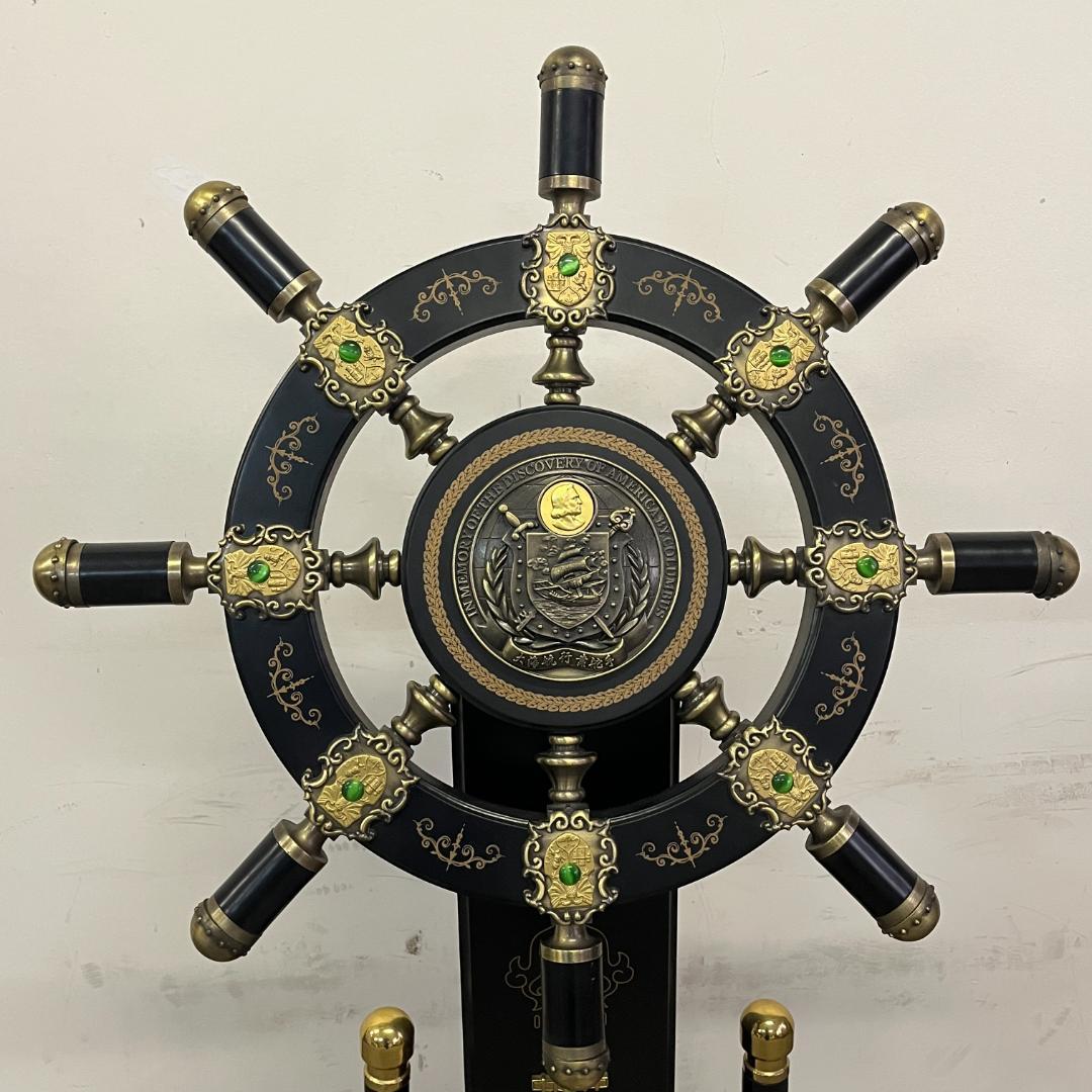 157 船舵 舵輪 飾り 高級 装飾 マリン アンティーク 高さ115㎝
