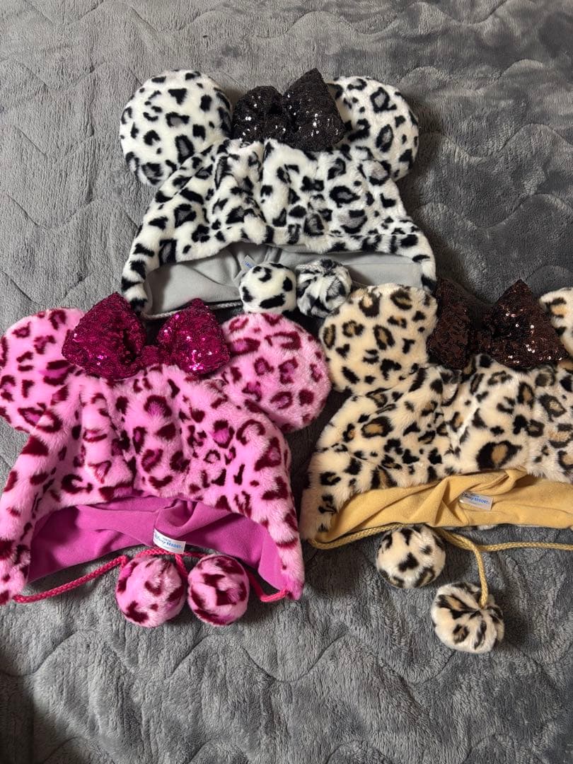 ミニー　ファンキャップ　ヒョウ柄