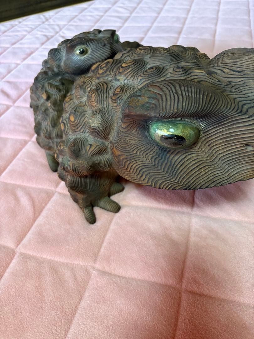 木製親子カエル　置物