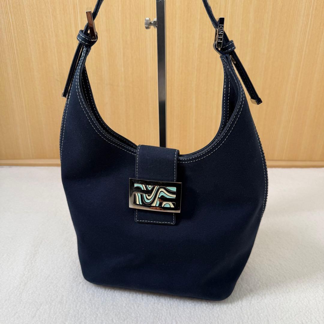 Fendi フェンディ デニム ハンドバッグ ネイビー マンマバケット