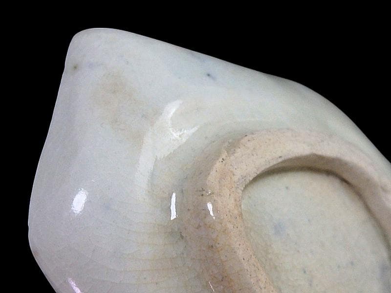 古伊万里　染付　型刷印判　幾何学文様　富士型変形皿　豆皿　F140AS-fbtc