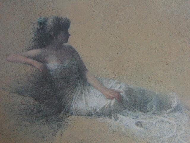 松沢茂雄、【渚の女】、希少な大判額装用画集より、美品、日本人画家