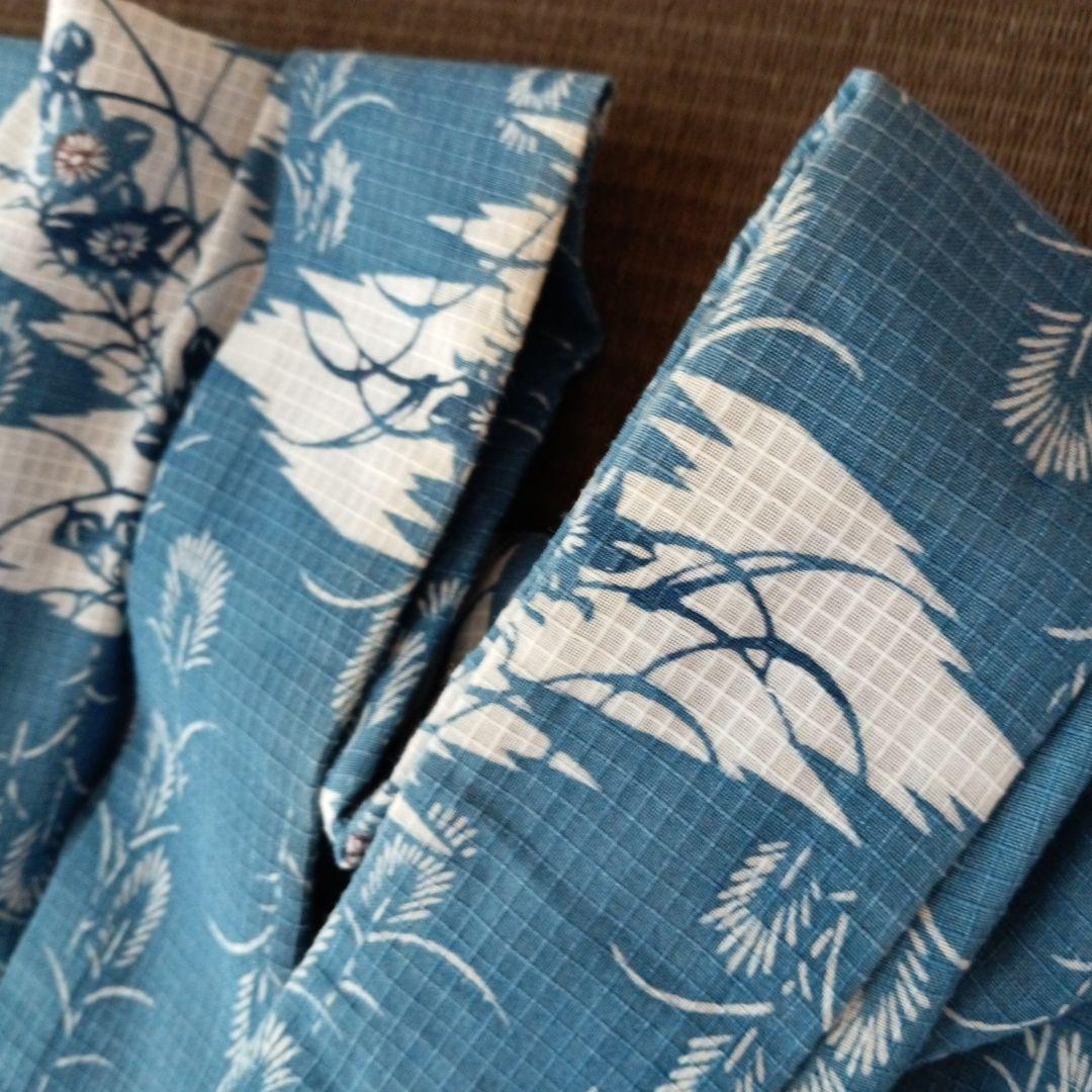 p*ん様 竺仙？　綿紅梅　紅梅小紋　ススキにキキョウ　秋草柄