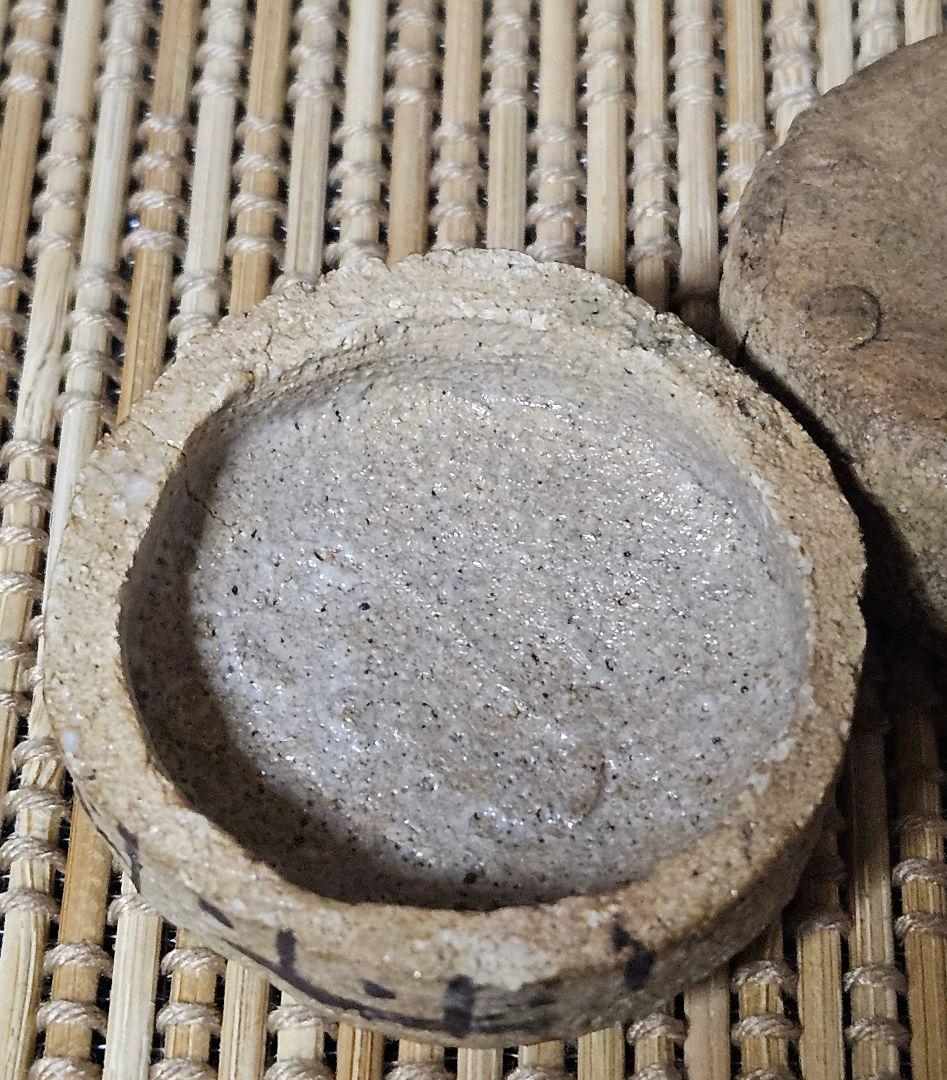 【名品❗】江戸時代　古織部　鉄絵　檜垣文様　織部釉　香合　茶道具　茶器　香道