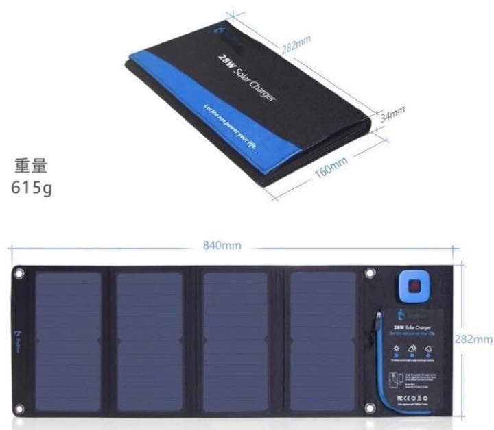 ❤電流チェッカー付❣高効率ソーラーパネルを４枚搭載♪❤28Wソーラーパネル