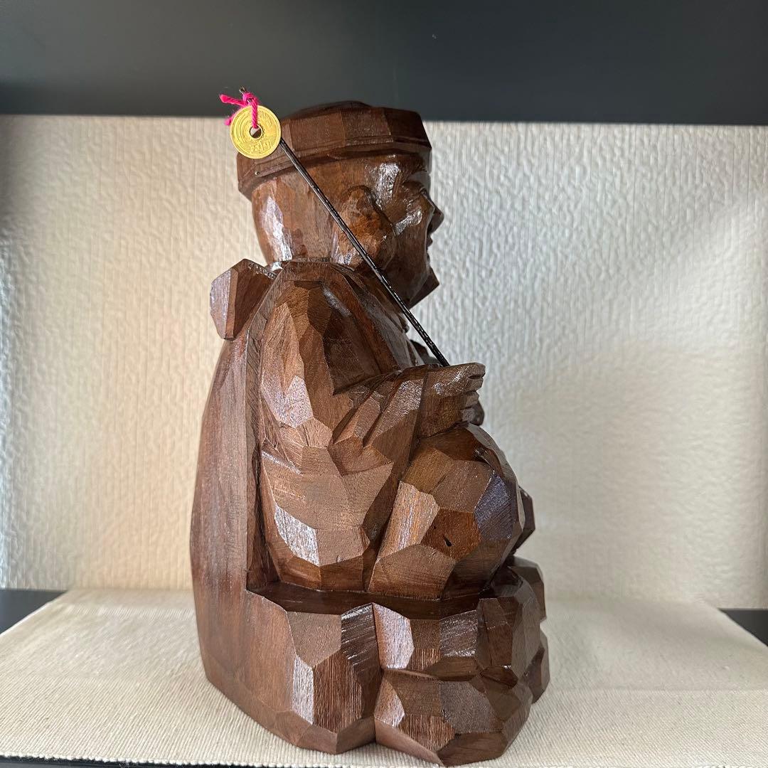 【縁起物】　二福神　恵比寿様　大黒天様　木製　木彫