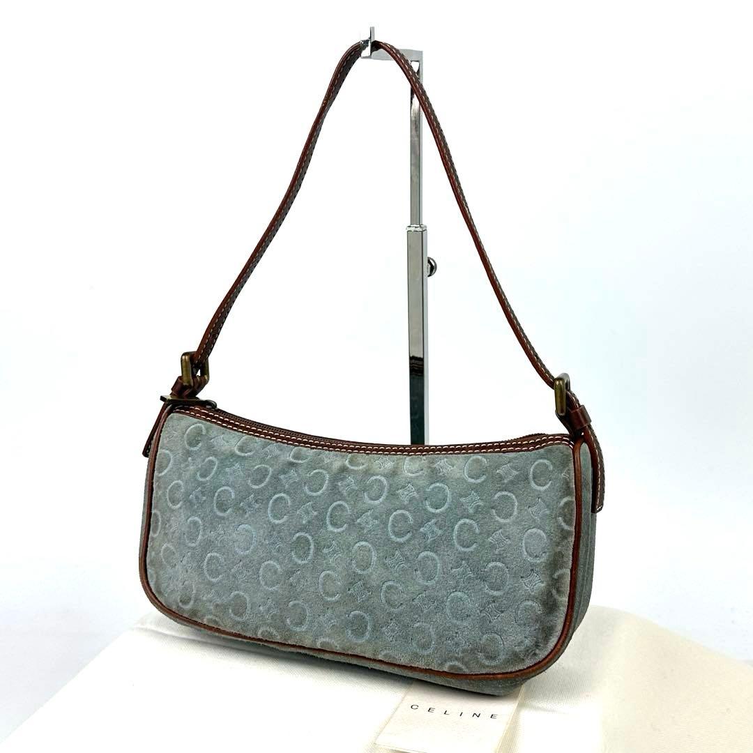 【人気】セリーヌ　アクセサリーポーチ　C　マカダム　サルキー　スエード　レザー