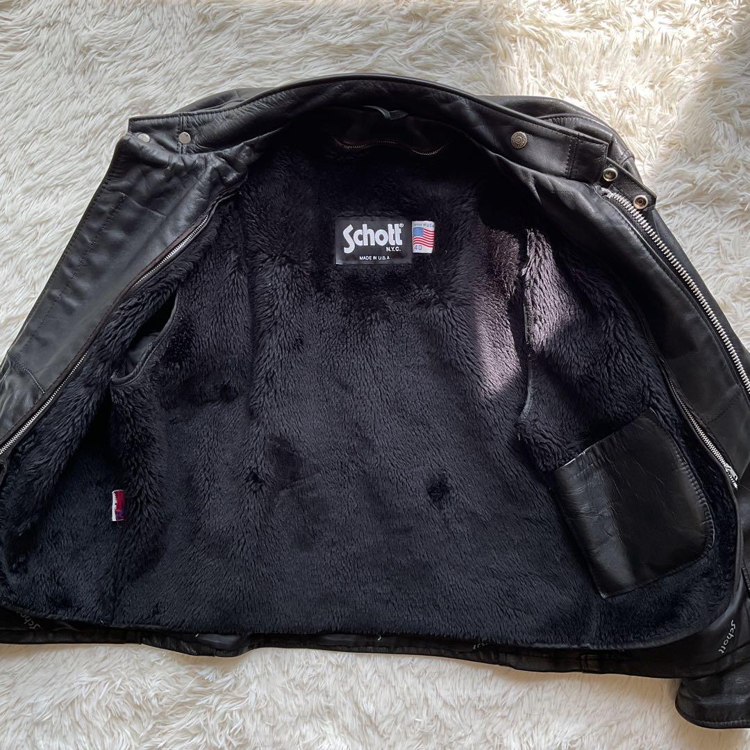 人気✨schott 641 レザージャケット　シングルライダース　牛革　40 黒