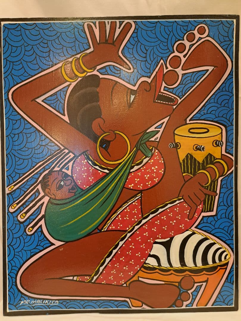 ティンガティンガ 原画 MR•MALIKITA ママアフリカ青