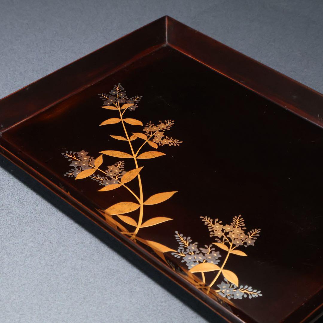 蒔絵　巻き煙草入れ　盆付き　平安漆専堂　共箱　R1429お12