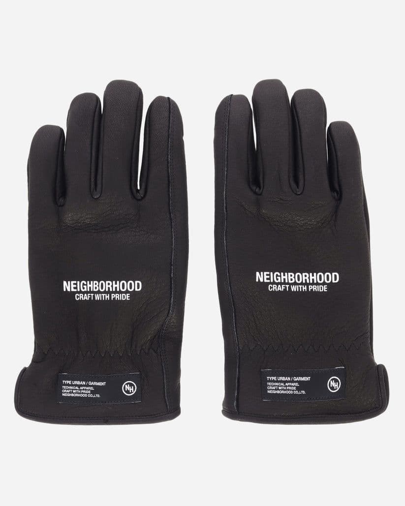 小物 NEIGHBORHOOD Leather Boa Gloves BLACK