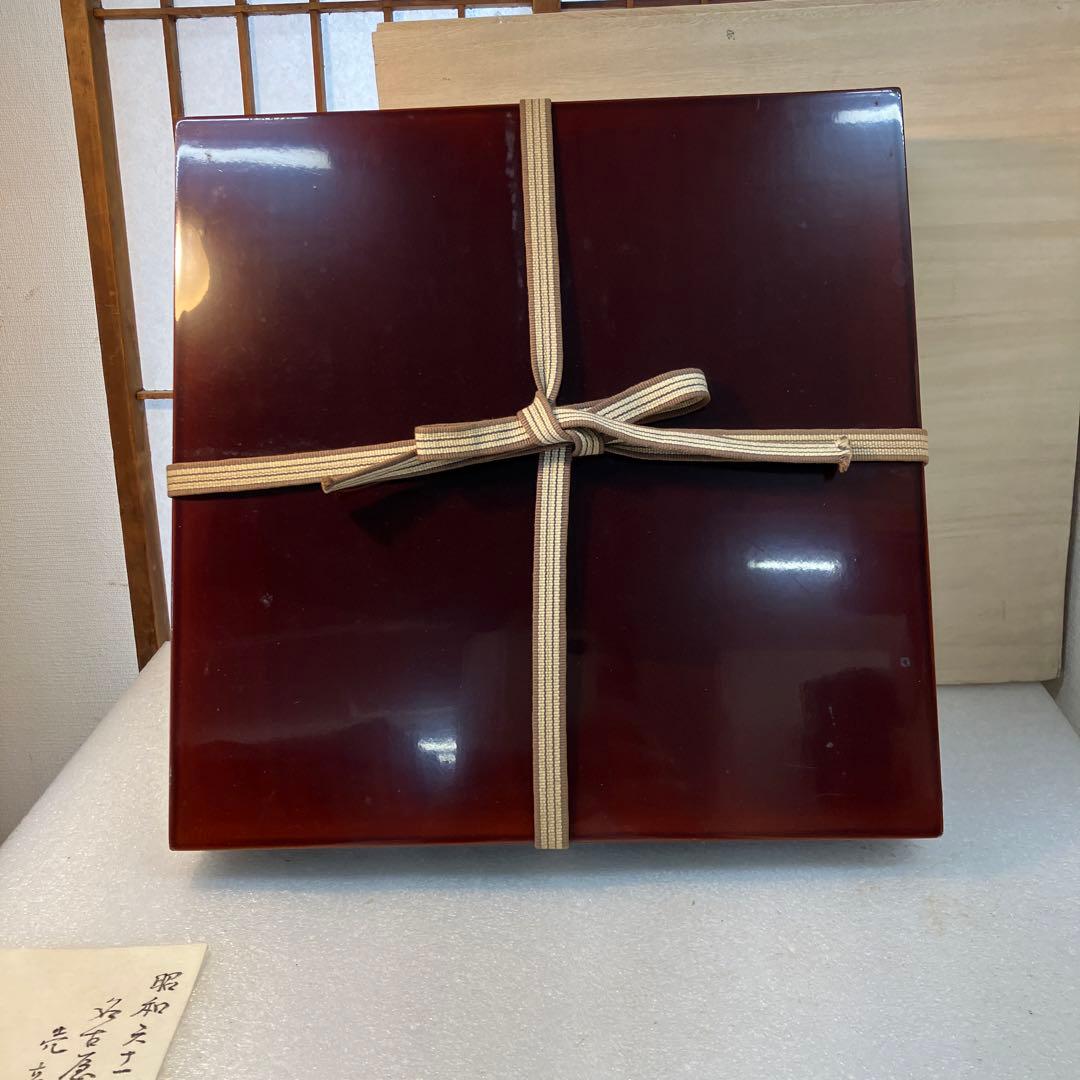 茶道具　盆　漆器　黒塗　盆　漆塗り共箱　N6KOB