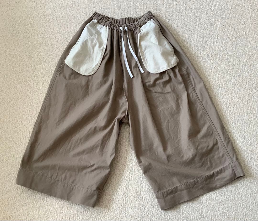 【ゴーシュ】カツラギワイドキュロットパンツ 8分丈 ベージュ