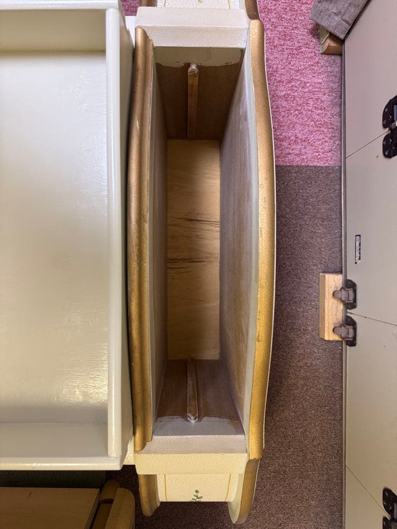 ホワイト サイドテーブル ロココ引き出し 木製