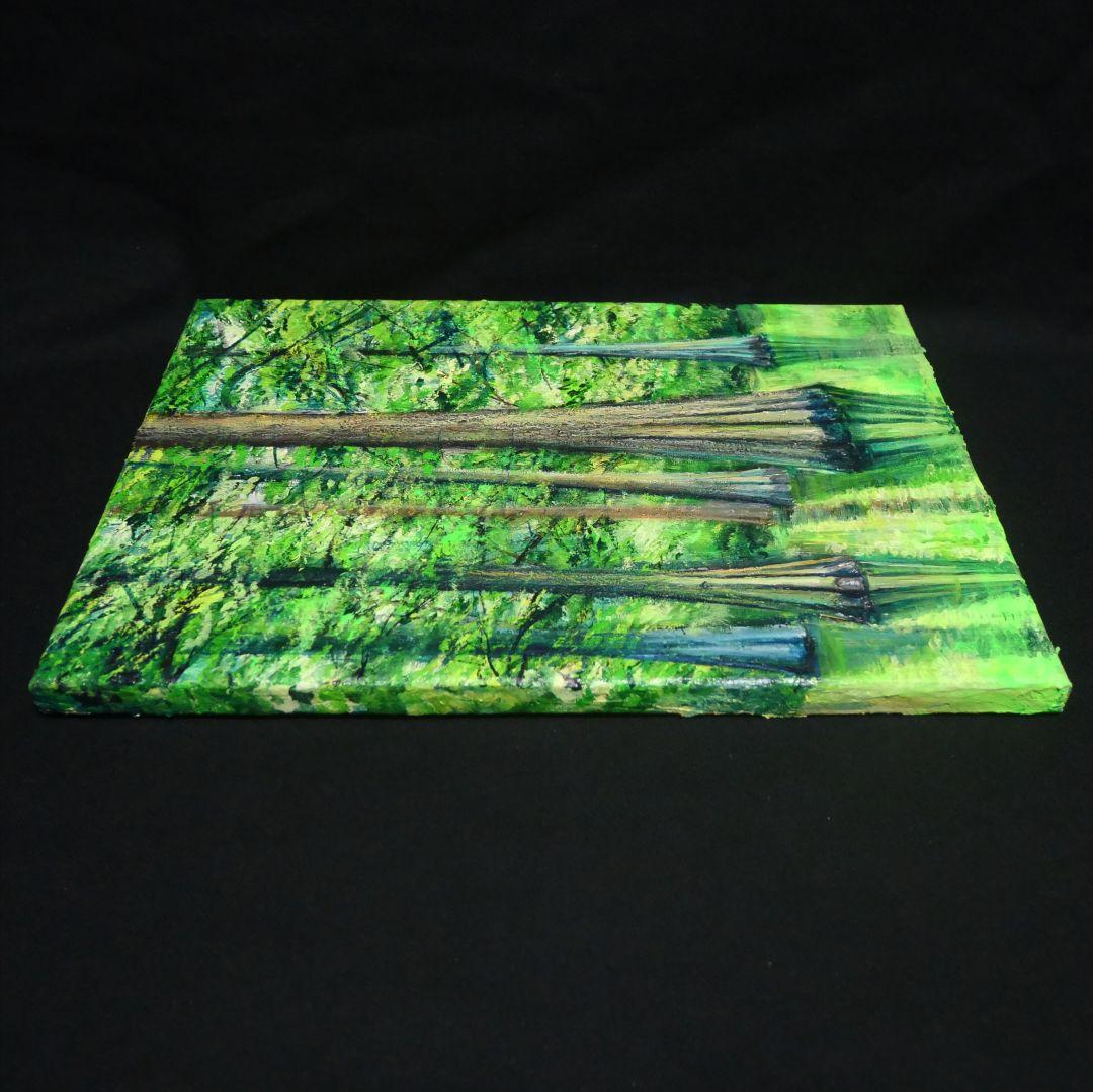 油絵 油彩 油彩画 絵 絵画 絵【水面に映るラクウショウの森﻿】