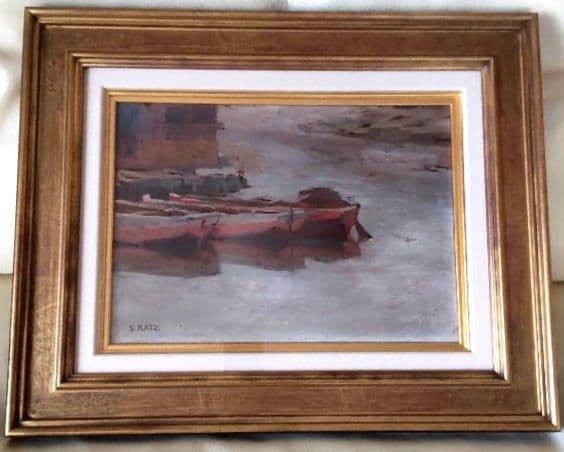 「銀之汀」加藤静児 油絵 板絵