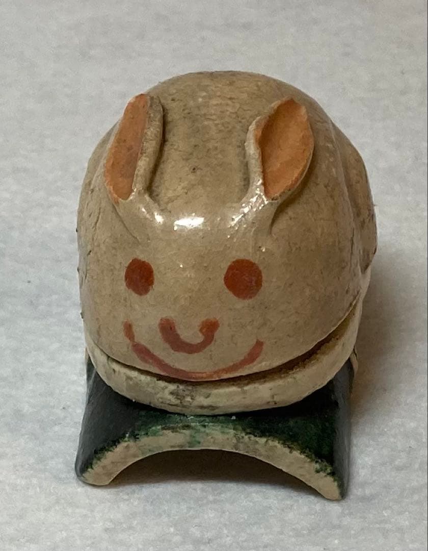 B275h「うさぎ香合」槙江山作　愛媛　　 伊予　江山焼　香道具　茶道具